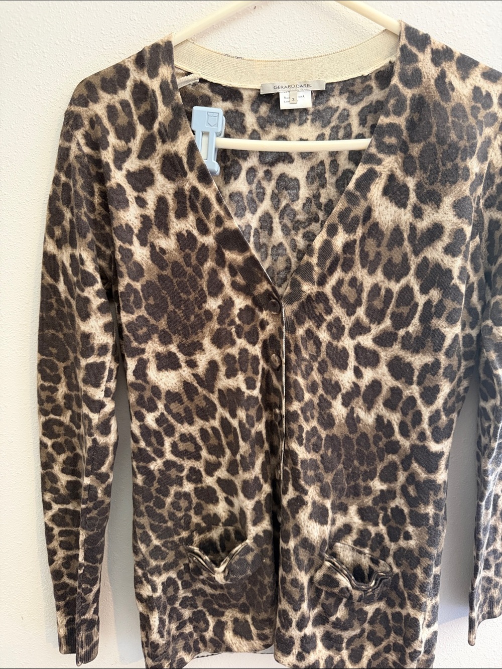 Wool Leopard Print Brown & Cream Cardigan